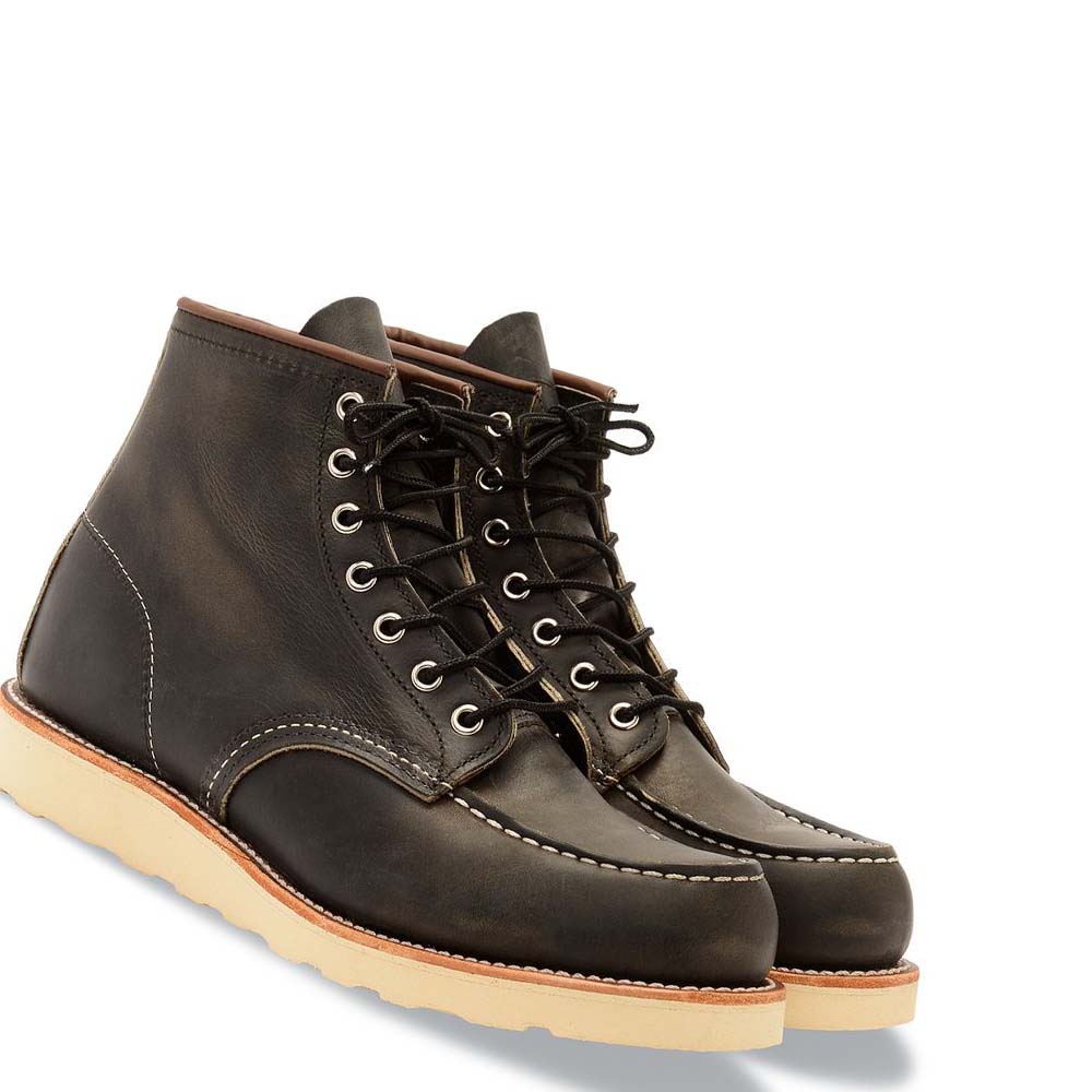 Black / Brown Men's Red Wing Classic Moc Heritage 6-Inch in Rough & Tough Leather Boots | AU216TCE