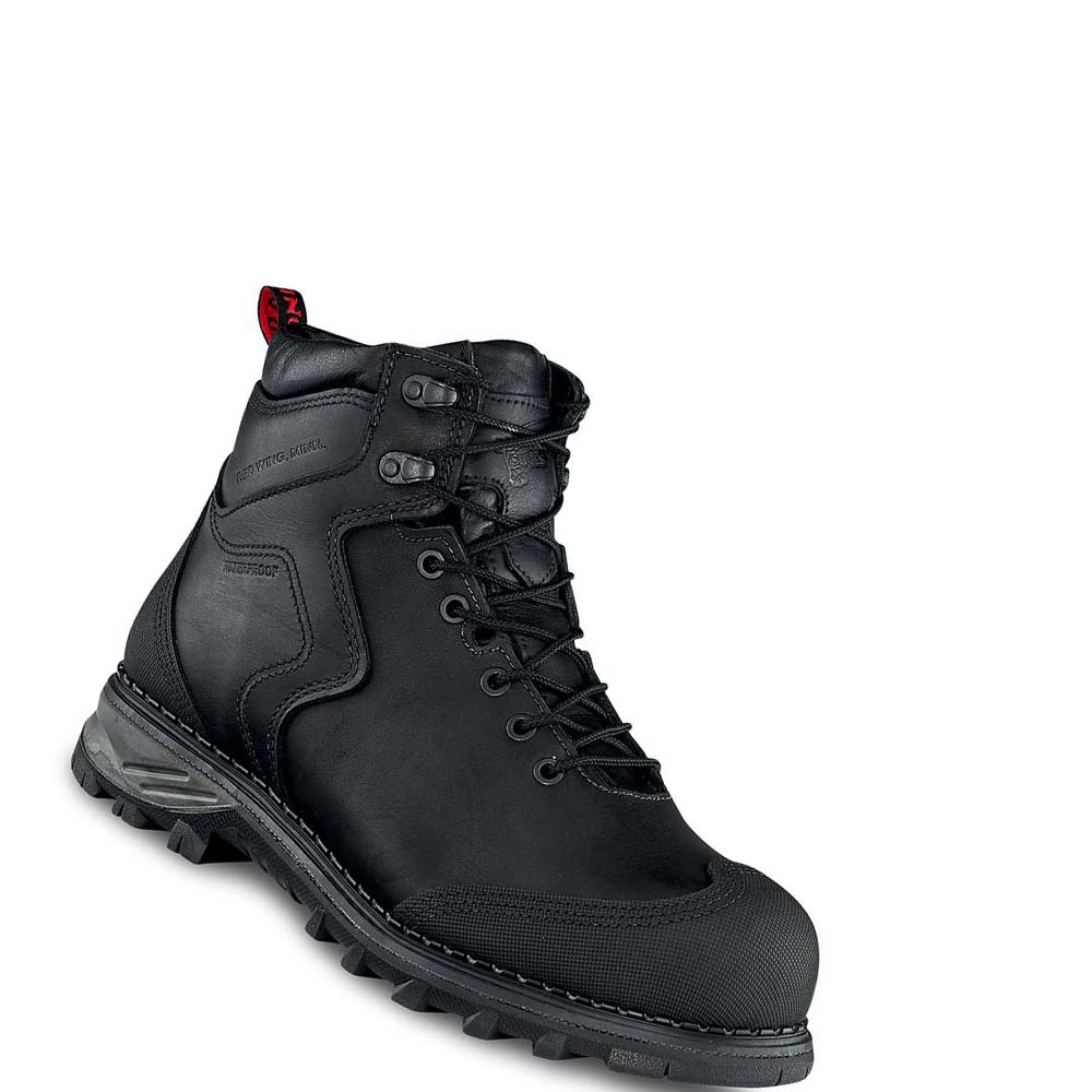 Black Men\'s Red Wing Burnside 6-inch Safety Toe Waterproof Boots | AU422UZG