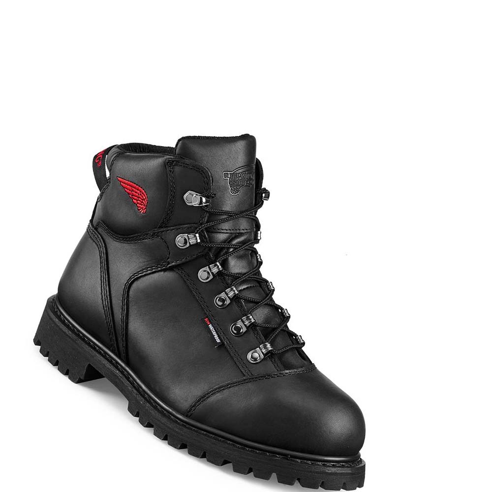 Black Men\'s Red Wing TruWelt 6-inch Safety Toe Waterproof Boots | AU418AHK