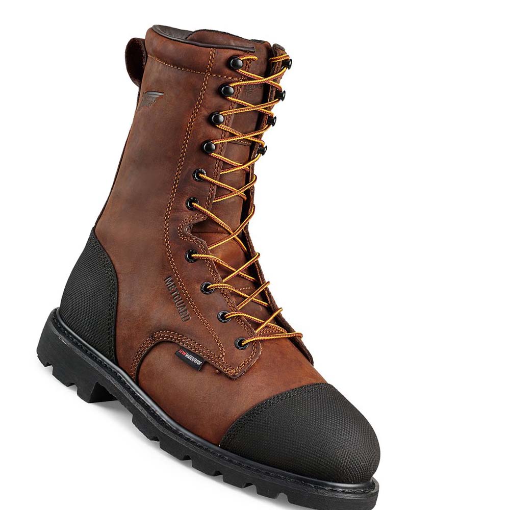 Brown Men\'s Red Wing 10-inch Insulated, Safety Toe Metguard Waterproof Boots | AU417SGL