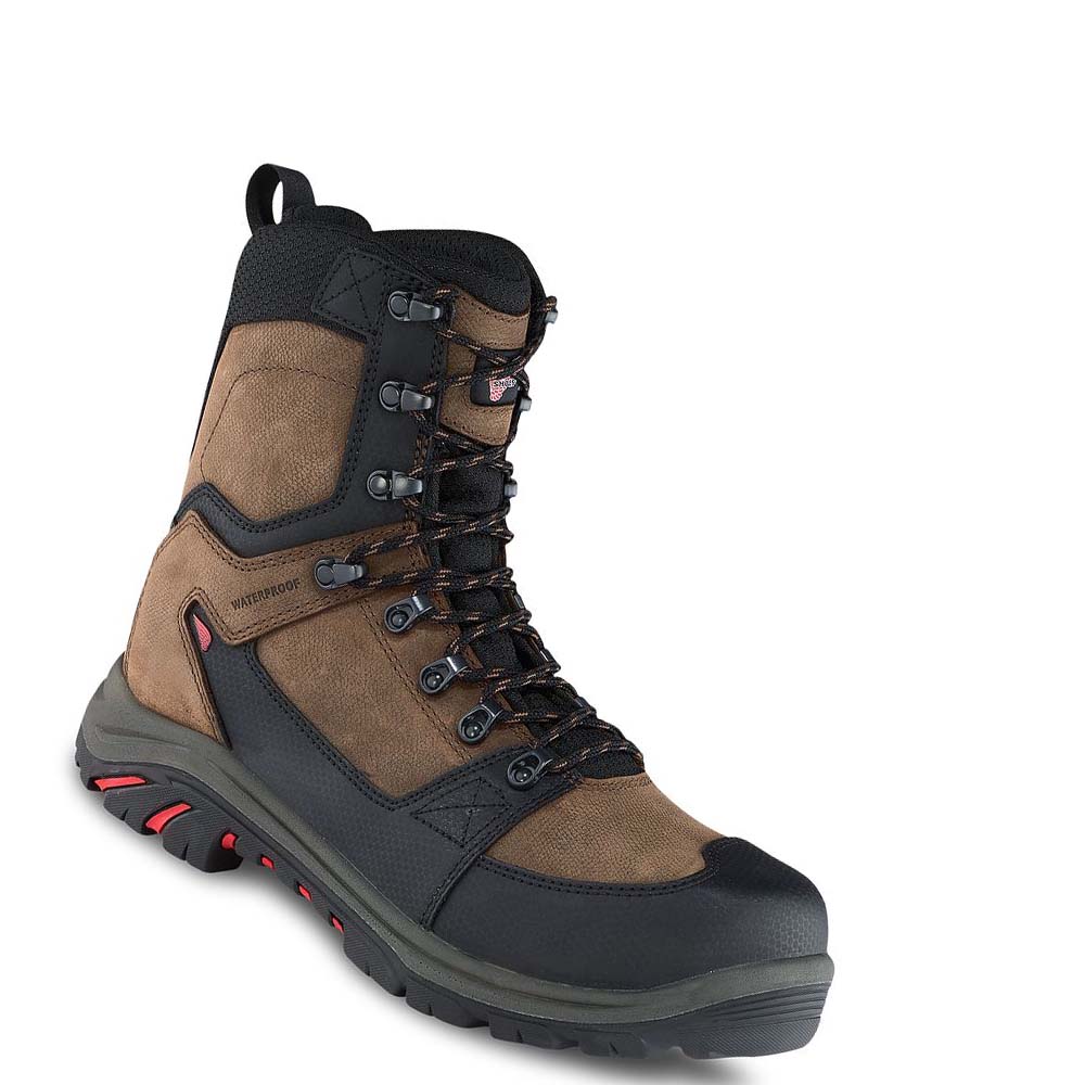 Brown Men\'s Red Wing 8-inch Insulated, Safety Toe Waterproof Boots | AU403MQZ