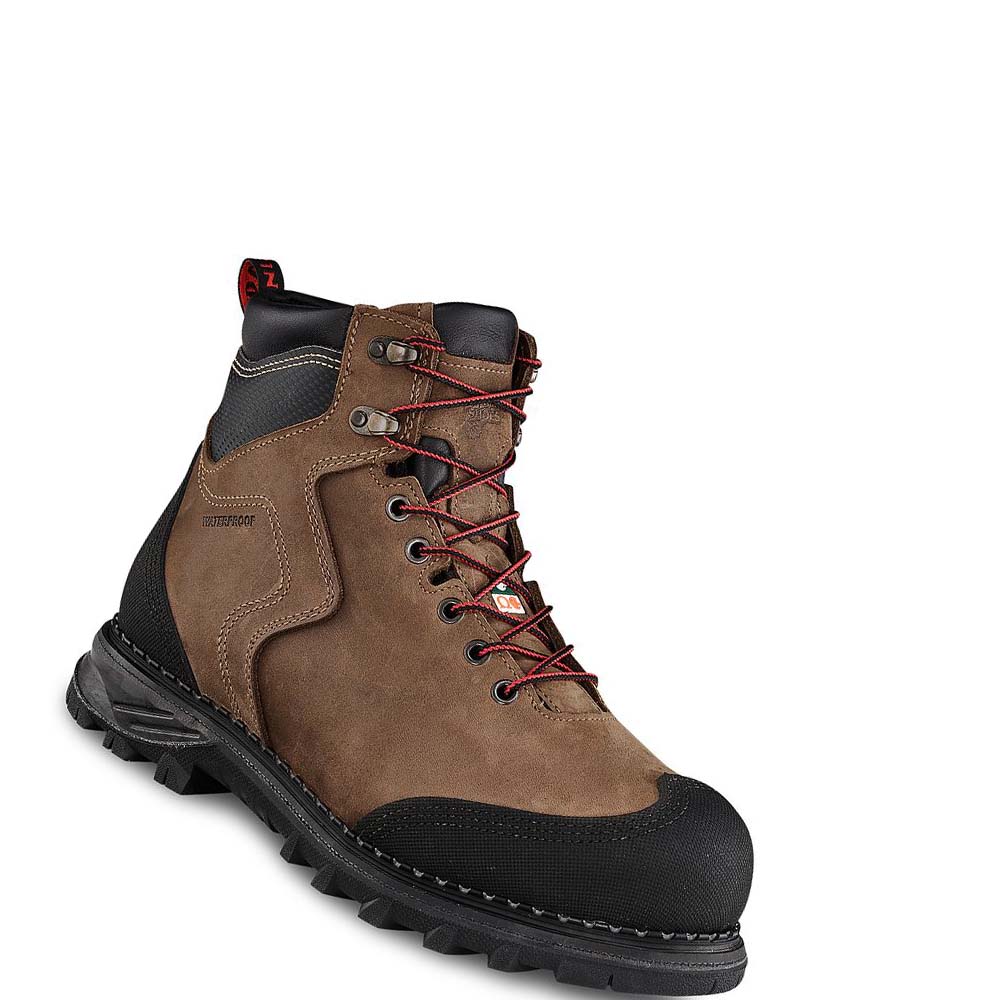 Brown Men\'s Red Wing Burnside 6-inch Waterproof, CSA Safety Boots | AU332LIS