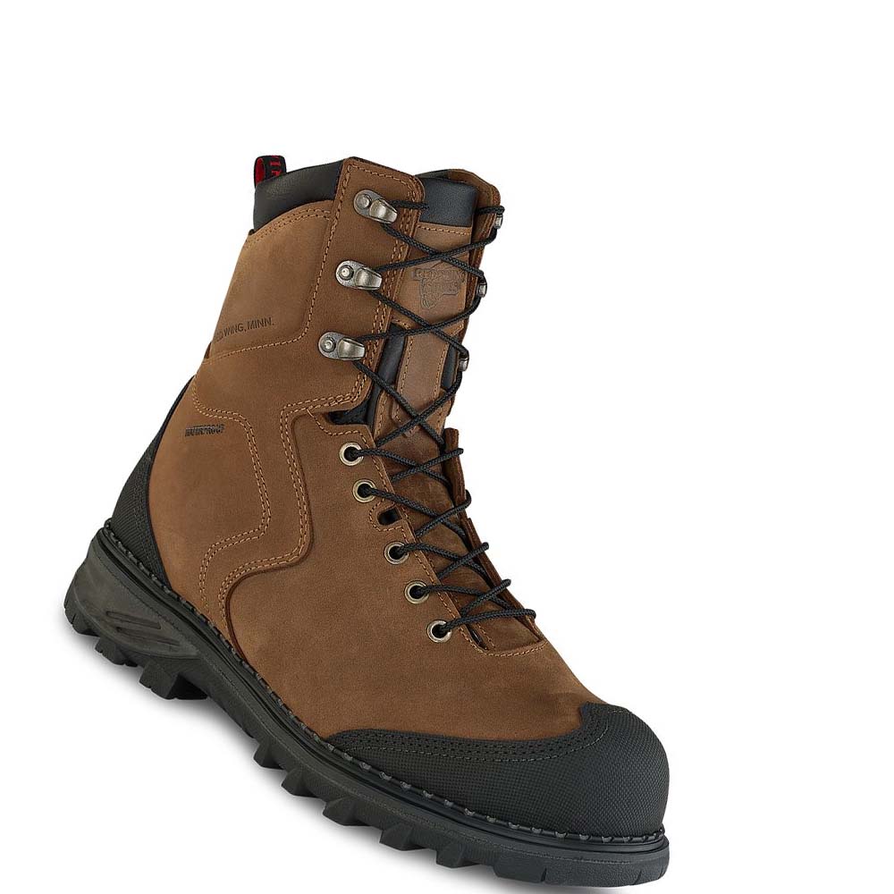 Brown Men\'s Red Wing Burnside 8-inch Waterproof Safety Boots | AU333KOR