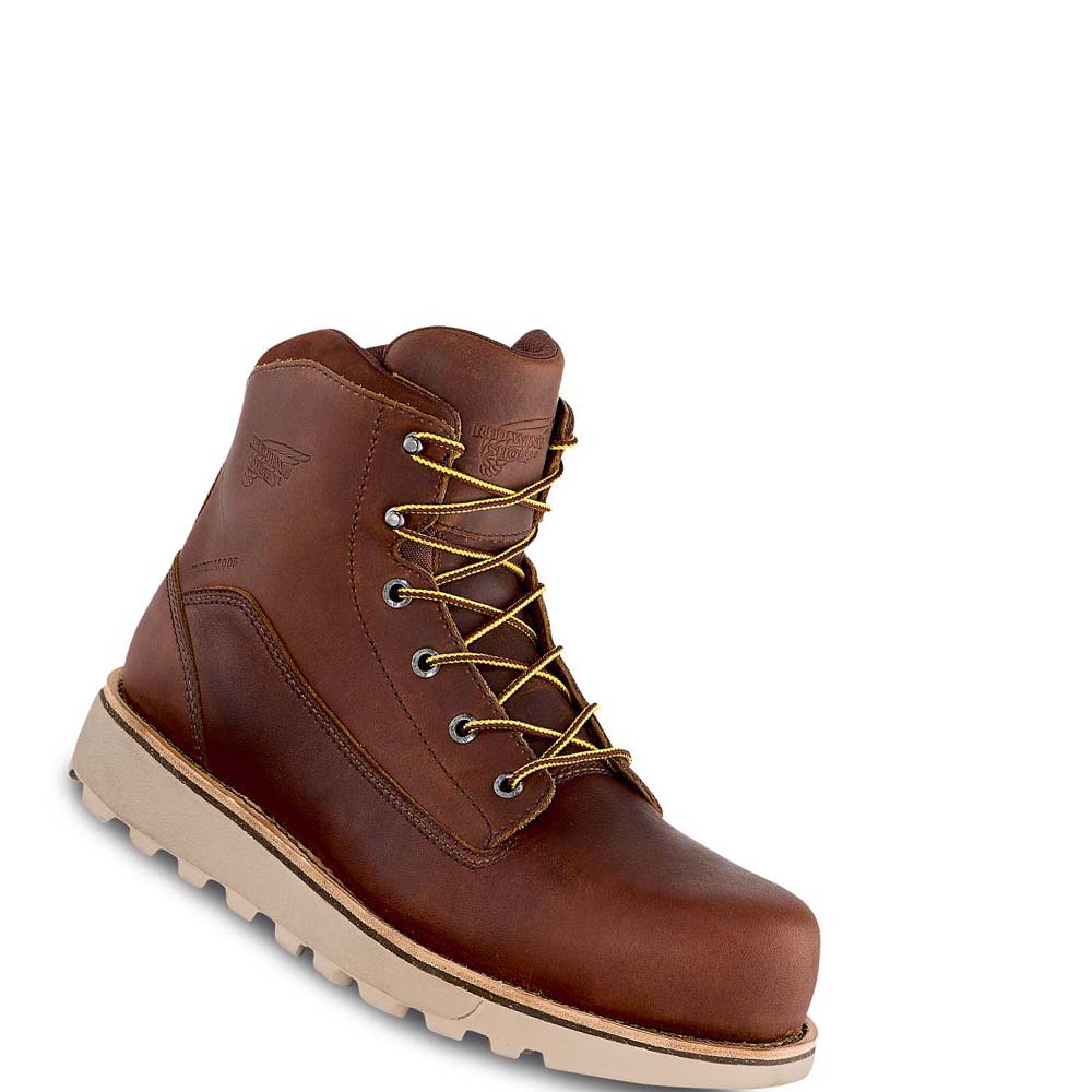 Brown Men\'s Red Wing Traction Tred Lite 6-inch Safety Toe Waterproof Boots | AU59YXF