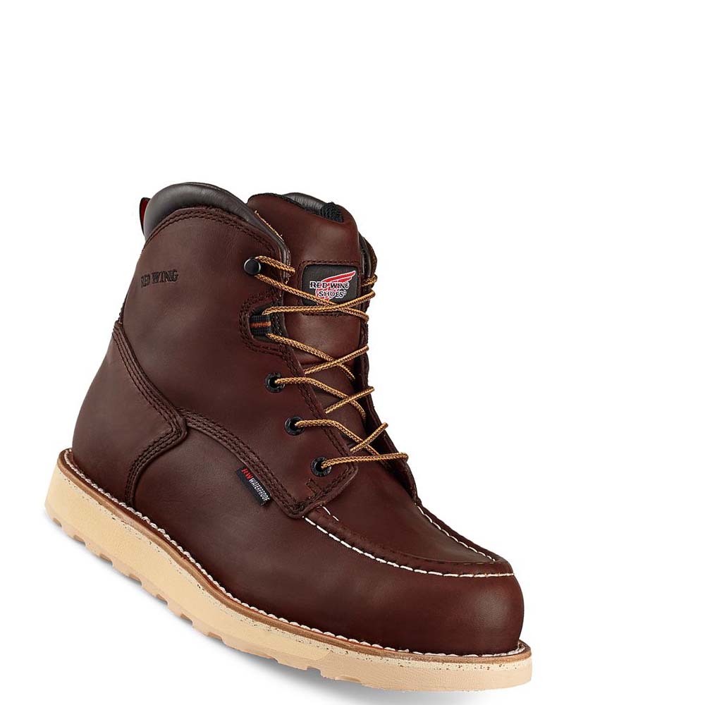 Burgundy Men\'s Red Wing Traction Tred 6-inch Waterproof Safety Boots | AU298QMA