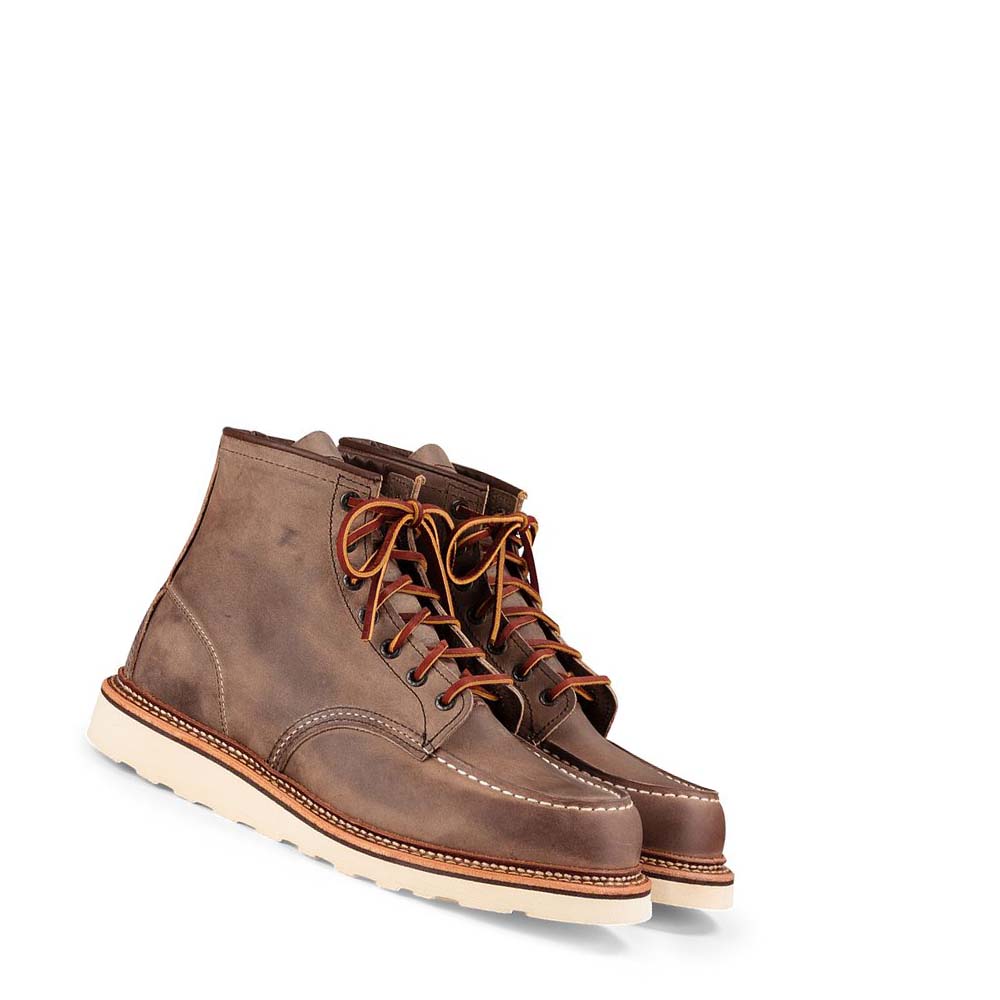 Coffee Men's Red Wing Classic Moc Heritage 6-Inch in Rough & Tough Leather Boots | AU217RVD