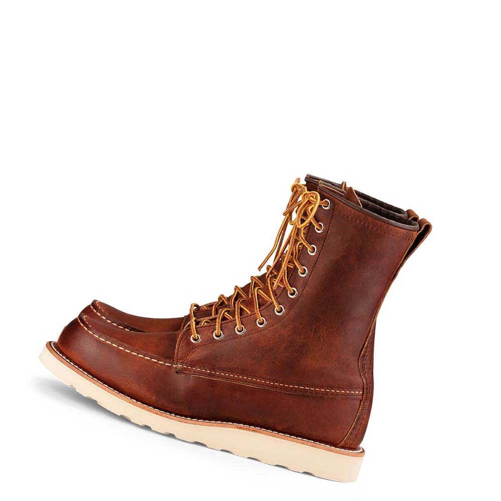 Coffee Men's Red Wing Classic Moc Heritage 8-Inch in Rough & Tough Leather Boots | AU220QMA