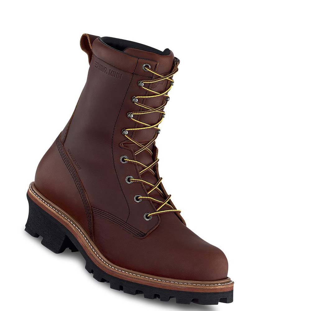 Coffee Men\'s Red Wing LoggerMax 9-inch Insulated, Waterproof Soft Toe Logger Work Boots | AU92NWY