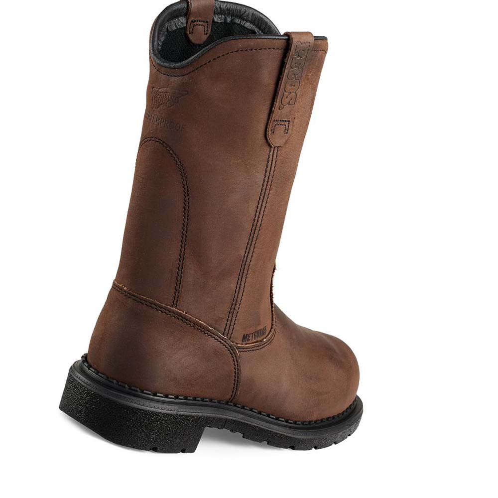 Coffee Men's Red Wing SuperSole® 11-inch Waterproof Safety Toe Metguard Pull On Boots | AU230JPQ