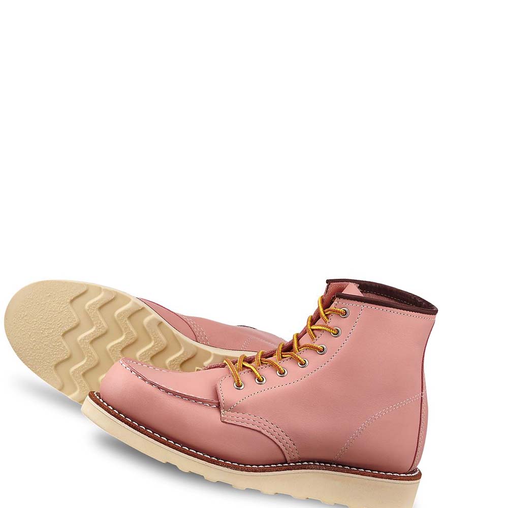 Pink Women\'s Red Wing CLASSIC MOC Heritage Short in Boundary Leather Boots | AU12QMA