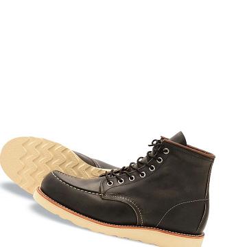 Black / Brown Men's Red Wing Classic Moc Heritage 6-Inch in Rough & Tough Leather Boots | AU216TCE