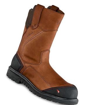 Brown Men's Red Wing Brnr XP 11-inch Safety Toe Pull-On Waterproof Boots | AU399RVD