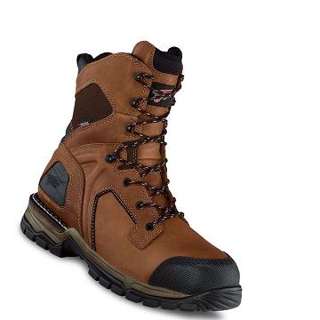 Brown Men's Red Wing FlexForce® 8-inch Safety Toe Waterproof Boots | AU409ZUT