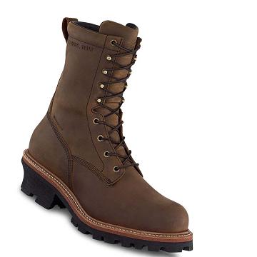 Brown Men's Red Wing LoggerMax 9-inch Waterproof, CSA Toe Logger Safety Boots | AU303CTV