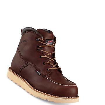 Burgundy Men's Red Wing Traction Tred 6-inch Waterproof Safety Boots | AU298QMA