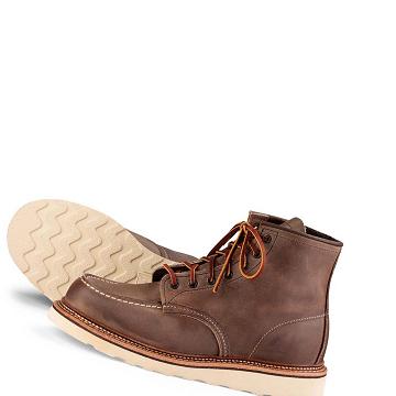 Coffee Men's Red Wing Classic Moc Heritage 6-Inch in Rough & Tough Leather Boots | AU217RVD