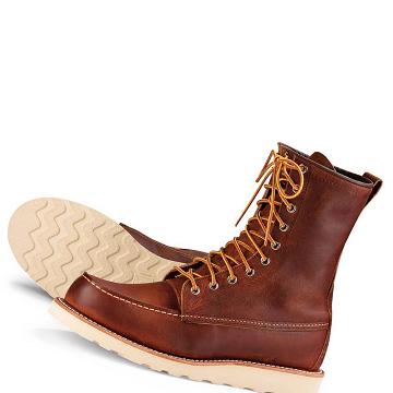 Coffee Men's Red Wing Classic Moc Heritage 8-Inch in Rough & Tough Leather Boots | AU220QMA