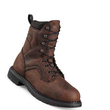 Coffee Men's Red Wing SuperSole® 8-inch Safety Toe Metguard Waterproof Boots | AU385KOR